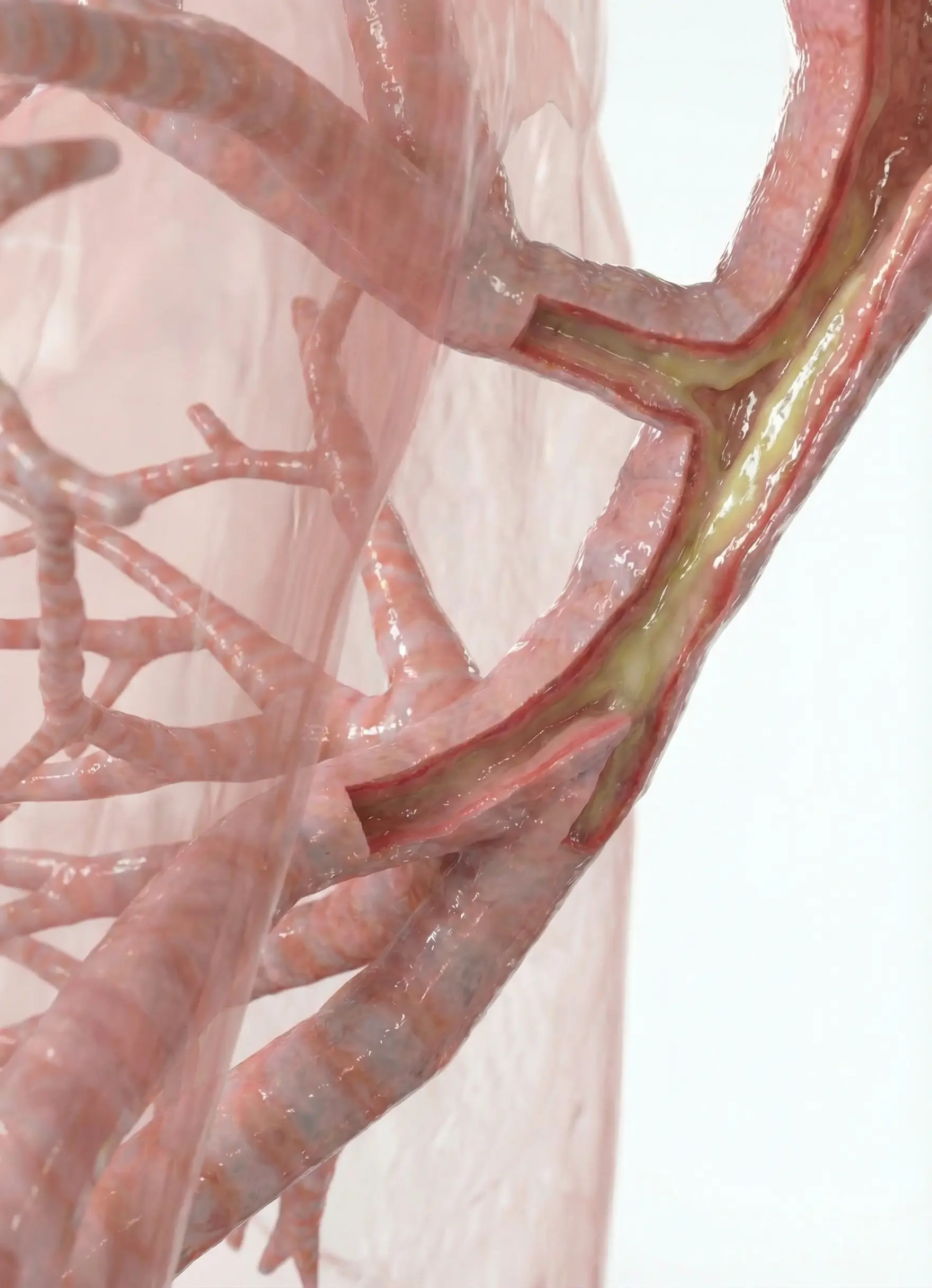 Mucus at the end of airways